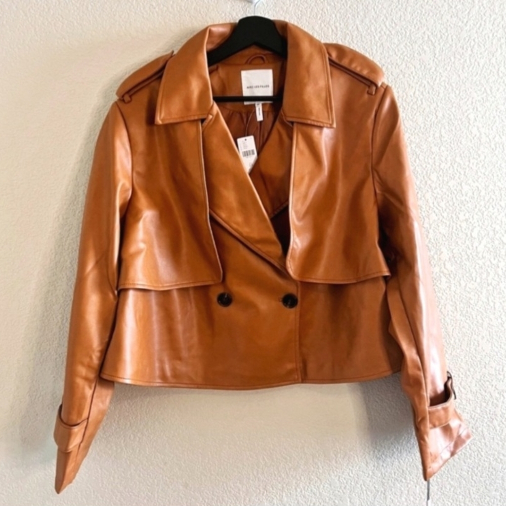 Anthropologie Caramel Faux Leather Jacket Plus Size 2Xl NWT - Picture 2 of 9